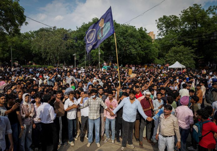 Supporters of India's Cockroach Janta Party (CJP) continue their protests in New Delhi